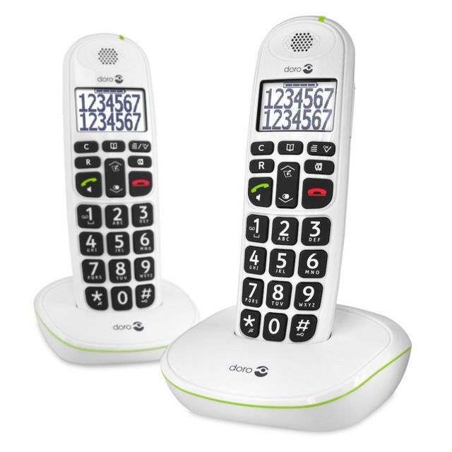 Téléphone fixe-répondeur Doro Téléphone sans fil Doro PhoneEasy® 110 duo (Blanc)