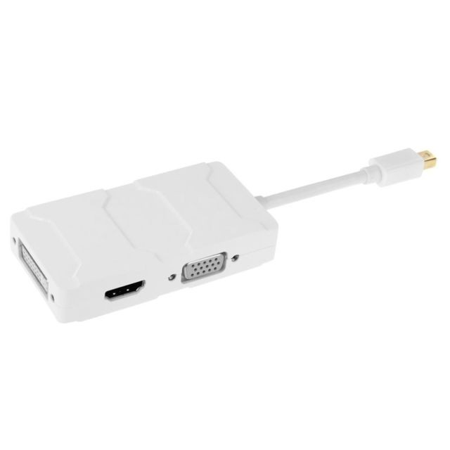 Wewoo - Pour Mac Book Pro Air, blanc Longueur du Câble: 8cm 3 en 1 Mini DisplayPort Mâle à HDMI + VGA + DVI Convertisseur Adaptateur Femelle - Adaptateur vga male male