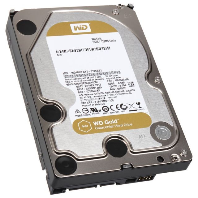 Western Digital - WD GOLD 1 To - 3.5'' SATA III 6 Go/s - Cache 4 Mo - Disque Dur interne 1 to