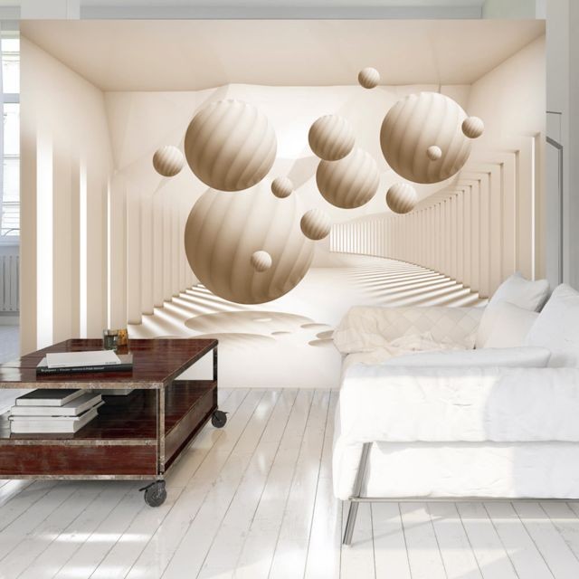 marque generique - 100x70 Papier peint   3D 3D et Perspective  Admirable  Beige Balls - Papier peint