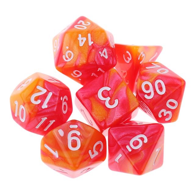marque generique - 7pcs dés polyédriques pour des donjons et des dragons dés jeux de table rouge orange marque generique  - Jeux de société