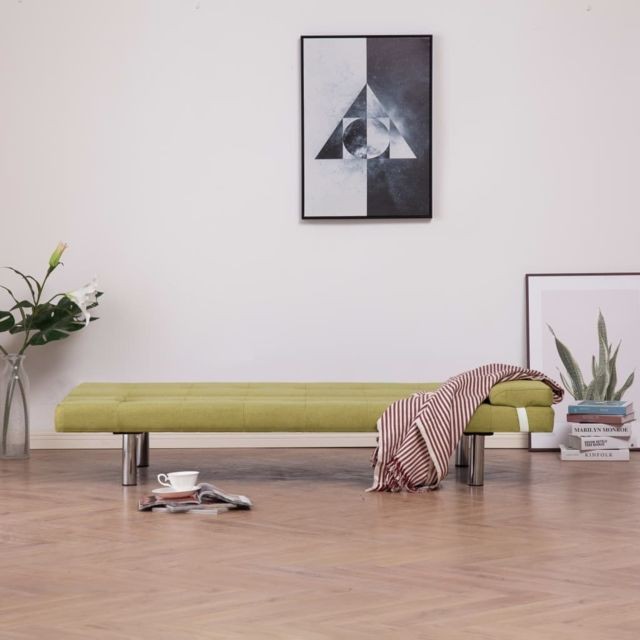 Vidaxl vidaXL Canapé-lit avec deux oreillers Vert Polyester