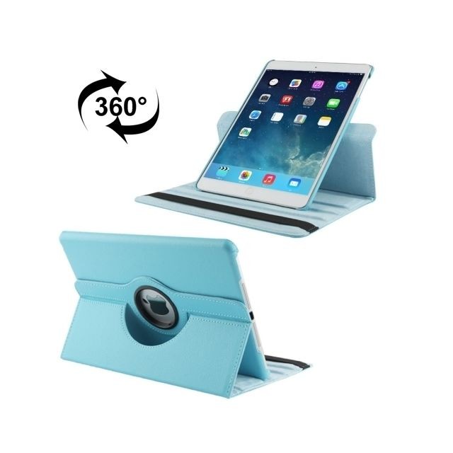 Wewoo - Smart Cover bleu pour iPad Air 360 degrés de rotation Litchi Texture étui en cuir avec 3 porte-engrenages et sommeil / fonction de réveil Wewoo  - Ipad air smart cover