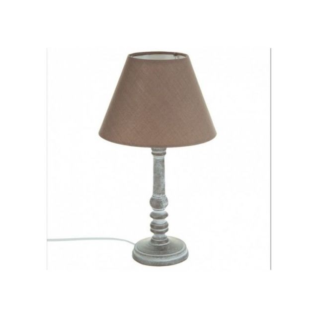 JJA - Lampe taupe en bois 36 cm de hauteur - Luminaires Taupe