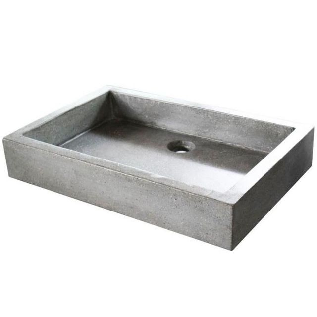 Aqua+ - Ondée - Vasque en terrazzo 60x40 gris ciment - TIMBRE Aqua+  - Vasque