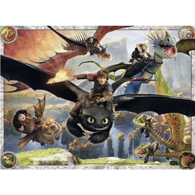 Ravensburger - Puzzle 150 pièces XXL : Dragons : En formation de vol Ravensburger  - Puzzles