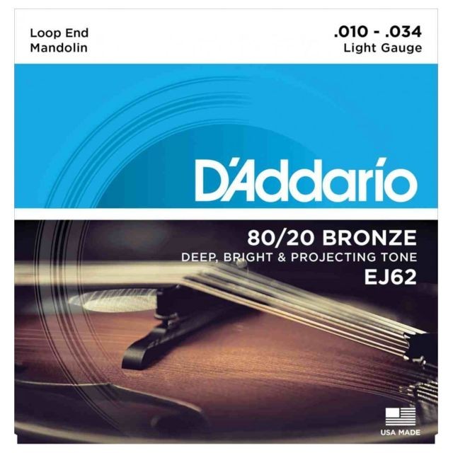 D'Addario - D'Addario EJ62 80-20 bronze 10-34 - Jeu de cordes Mandoline D'Addario  - Instruments à cordes