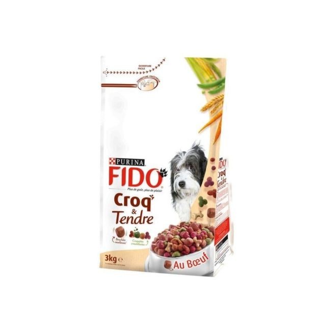Croquettes pour chien Fido FIDO Croq' tendre Croquettes au boeuf et céréales avec vitamines - pour chien adulte - 3kg