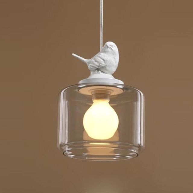 Wewoo - Lampe suspendue Luminaire Salon Nordic Moderne Transparente Cage À Oiseaux En Verre Suspension LED E27 Plafonnier Parfait pour Cuisine Salle À Manger Chambre (Blanc Wram) - Luminaire cuisine design Maison