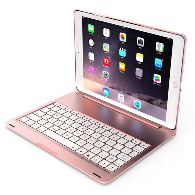 Wewoo - F102S pour iPad 10.2 pouces en alliage d'aluminium clavier Bluetooth rétro-éclairé coloré + étui de protection or rose Wewoo  - Clavier Wewoo