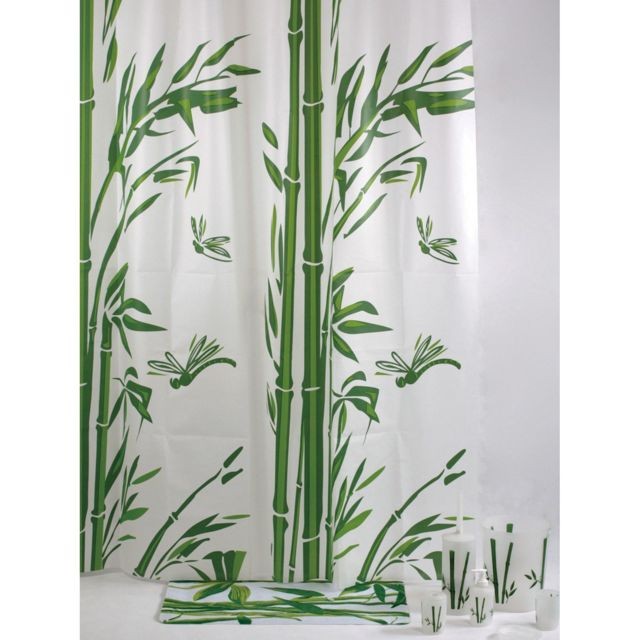 Allibert - Rideau de douche bambou TEVA - 180 x 200 - Blanc - Salle de bain, toilettes Allibert