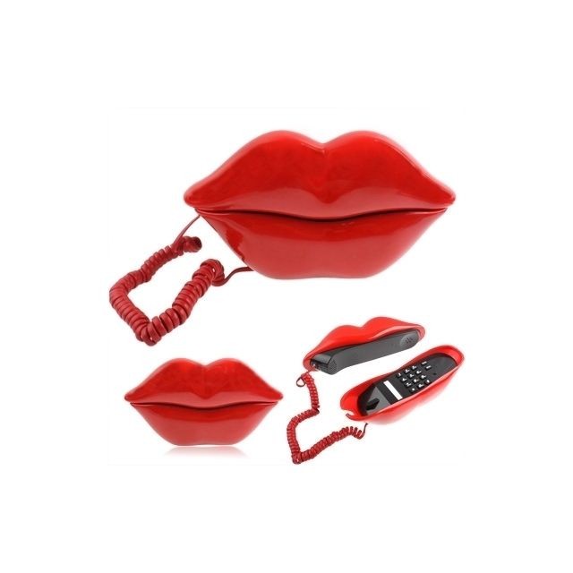 Wewoo - Sexy Lèvres rouges chaudes en rouge forme de fil de téléphone à - Téléphone fixe filaire
