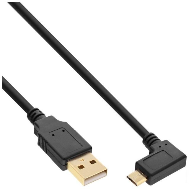 Inline - Câble InLine® Micro USB 2.0 USB Type A mâle à Micro-B coudé noir 1,5m - Inline