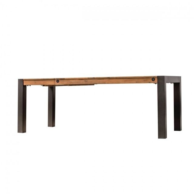 Meubletmoi - Table repas extensible 160/210 cm en acacia et pieds métal - WORKSHOP Meubletmoi  - Tables à manger Oui