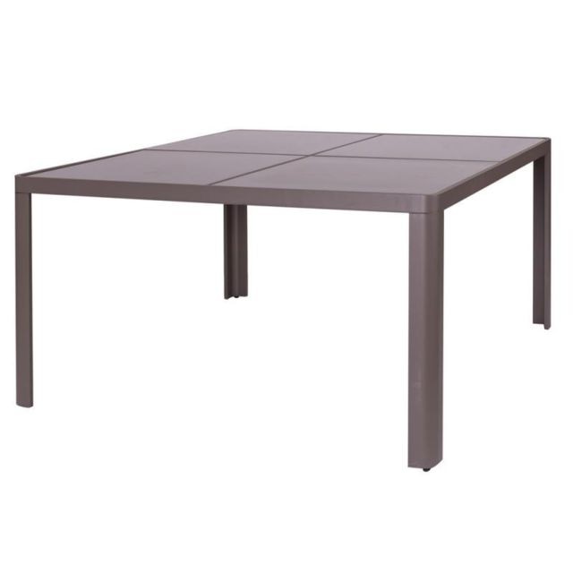 Tousmesmeubles - Table de repas carrée Aluminium/Verre - FLORES - Table carree 8 personnes