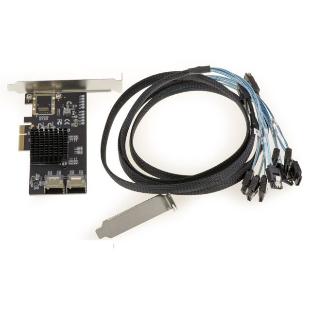 Kalea-Informatique - Carte Contrôleur PCIe 2.0 4X 8 Ports SATA 6G miniSAS SFF8087- CHIPSET Marvell 88SE9215 - Cordons fournis - Carte Contrôleur USB