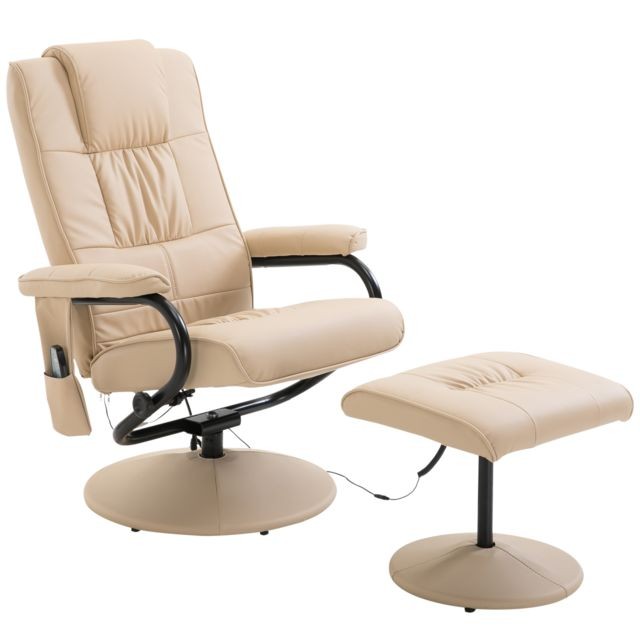 Appareil de massage électrique Homcom Fauteuil de massage vibration electrique relaxation avec chauffage beige