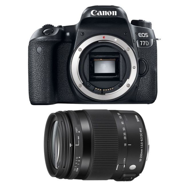 Canon - PACK CANON EOS 77D + SIGMA 18-200 OS HSM Contemporary Canon  - Reflex Numérique