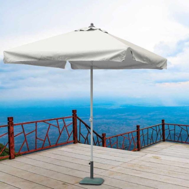 Elios Parasols - Parasol de jardin 2x2 aluminium carré pôle central bar hôtel Plutone, Styles: avec volant - Parasols