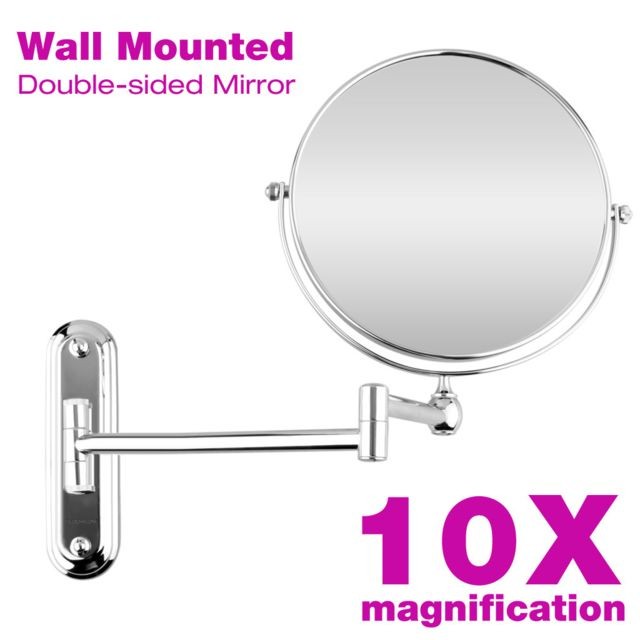 Miroir de salle de bain Floureon Miroir Lumineux Grossissant Mural Double face 8 pouces 10x