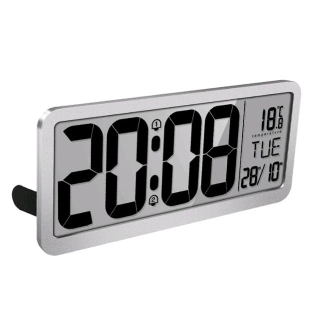 Horloges, pendules Horloge Murale Numérique 14 '' Avec écran LCD Jumbo Et Température Intérieure Argent