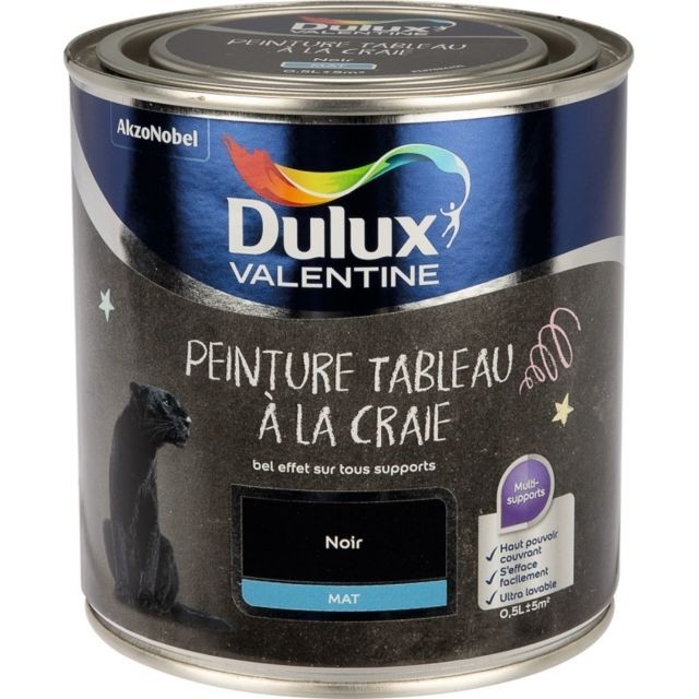 Dulux Valentine -Peinture tableau à la craie - Noir - 500 ml - DULUX Dulux Valentine  - Dulux Valentine