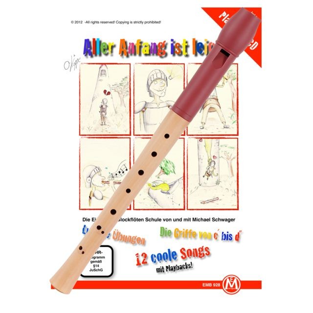 Classic Cantabile - Classic Cantabile Pivella Set Flûte à bec Soprano rouge, doigté allemand avec SET école de flûte - Flûtes à bec