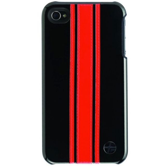 Trexta - Coque Trexta cuir bandes rouges sur fond noir pour iPhone 4 et 4S Trexta  - Accessoires et consommables