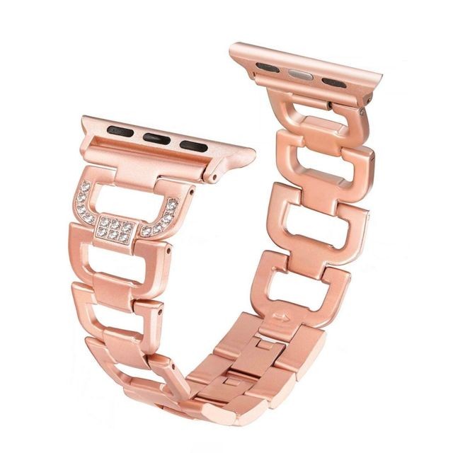 Accessoires montres connectées Bracelet en acier inoxydable serti de diamants pour Apple Watch séries 5 et 4 40 mm / 3 et 2 et 1 38 mm or rose