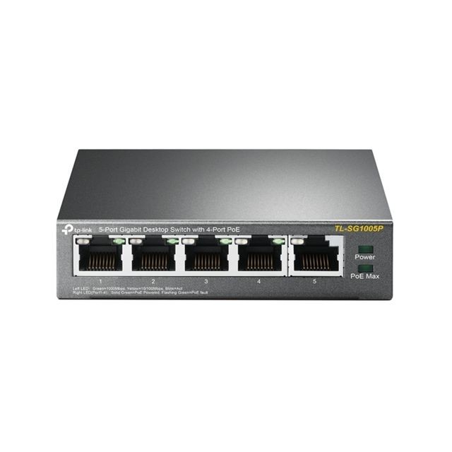 TP-LINK - TP-LINK TL-SG1005P commutateur réseau Non-géré Gigabit Ethernet (10/100/1000) Noir Connexion Ethernet, supportant l'alimentation via ce port (PoE) - Switch
