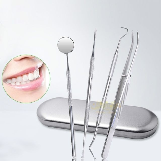 Wewoo - Brosse à dents 5 dans 1 ensemble d'outils dentaires sonde en acier inoxydable + dentiste en forme de houe + de faucille + brucelles + miroir de bouche Wewoo  - Brosse à dents électrique