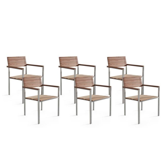 Beliani - Lot de 6 chaises de jardin bois clair VIAREGGIO Beliani  - Mobilier de jardin