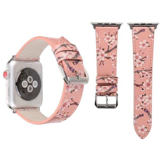 Wewoo - Bande de montre-bracelet en cuir véritable pour Apple Watch Series 3 & 2 & 1 42mm rose - Apple watch rose