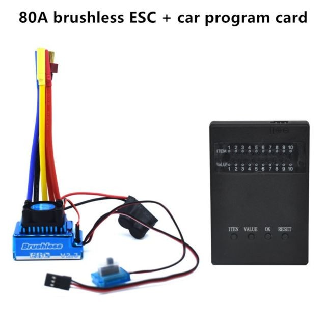 Generic - Programmation Carte + 80A Brushless électrique pour 1/10 RC voiture - Accessoires drone connecté