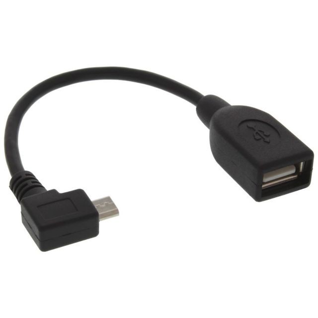 Inline - Câble adaptateur InLine® Micro USB OTG Micro-B mâle coudé vers USB A femelle 0,1 m - Lecteur carte mémoire