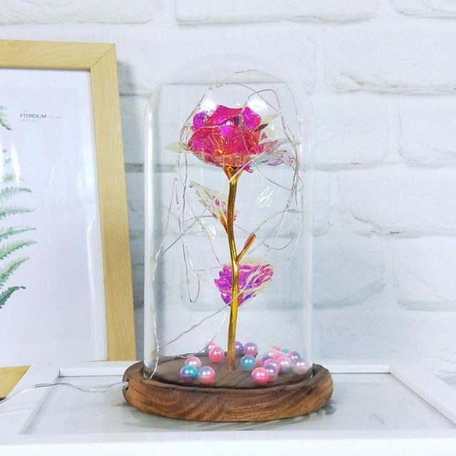marque generique - Simulation romantique verre Rose fleur Couverture LED Micro cadeau Paysage marque generique  - Marchand Valtroon