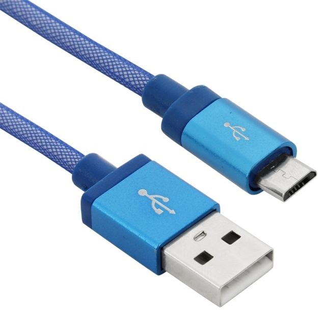 Wewoo Câble bleu pour Samsung Galaxy S6 / S5 / S IV, LG, HTC, Longueur: 1m Net Style Haute Qualité Métal Tête Micro USB vers USB Données / de Recharge