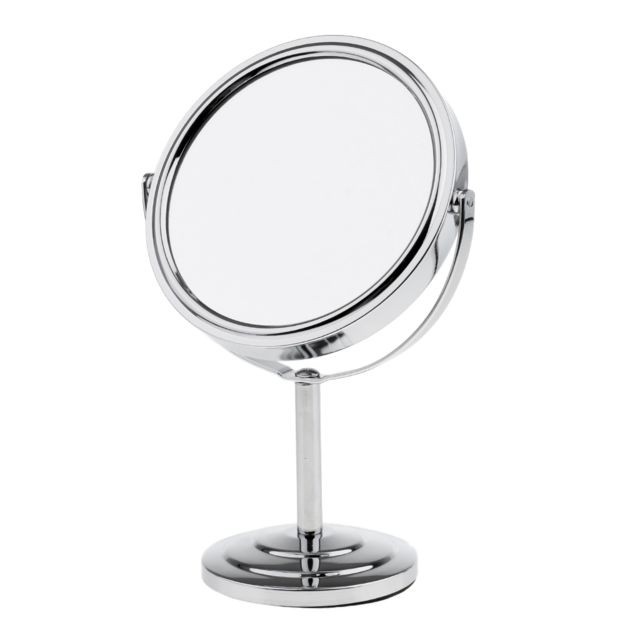 marque generique - Miroir cosmétique maquillage double face normal et grossissant miroir de table miroirs argent - Miroirs