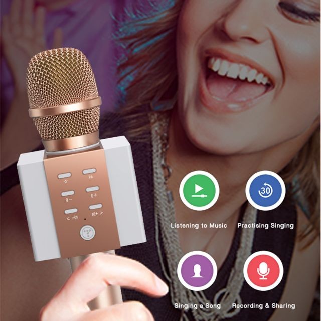 Generic TOSING 008 Sans Fil Karaoké Microphone Bluetooth Haut-Parleur 2-en-1 Handing Singing Enregistrement Portable KTV Lecteur pour iOS