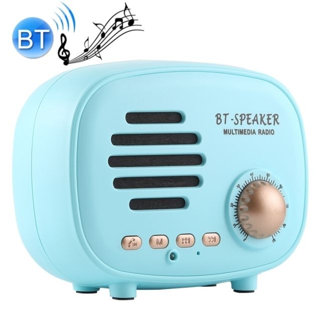 Wewoo - Mini enceinte Bluetooth Retro Haut-parleur sans fil Bluetooth, Prise en charge mains libres / Carte TF / Disque U / FM (Bleu) Wewoo  - Prise hifi