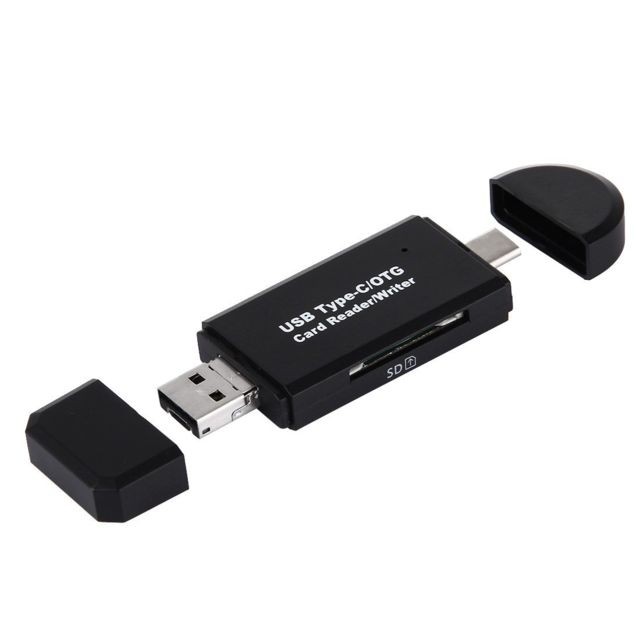 Auto-Hightech - clé USB et Lecteur de carte-3 en 1 USB-C / Type-C 3.1 à USB 2.0 Micro USB SD (HC) Micro SD Lecteur de carte avec fonction OTG pour Macbook / Google Chromebook / Nokia N1 / Letv (Noir) - Clés USB 8 Go Clés USB