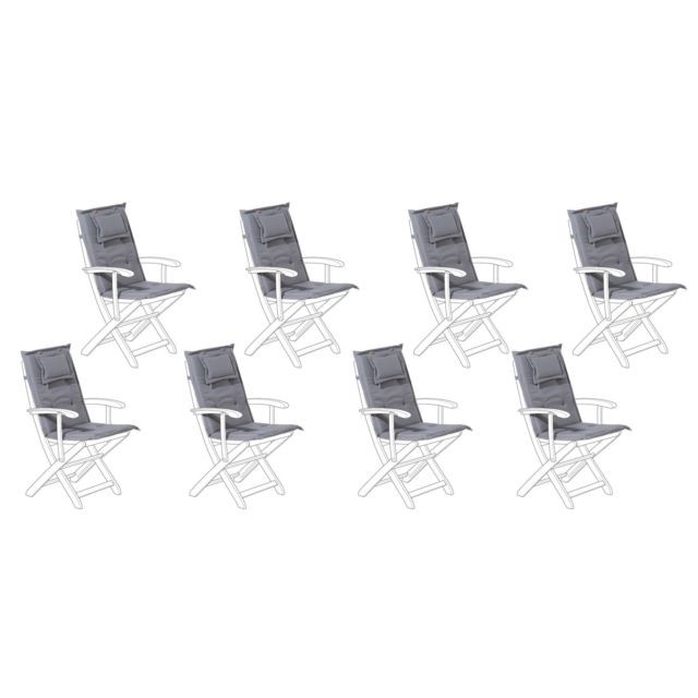 Beliani - Lot de 8 coussins en tissu gris graphite pour chaises de jardin MAUI Beliani  - Coussin chaise jardin