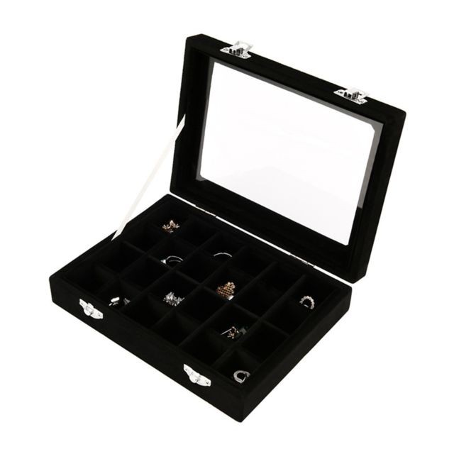 Generic - La vitrine empilable de plateau de bijoux de couverture transparente peut être une boîte de rangement verrouillée - Noir Generic  - Meuble rangement jouet Maison