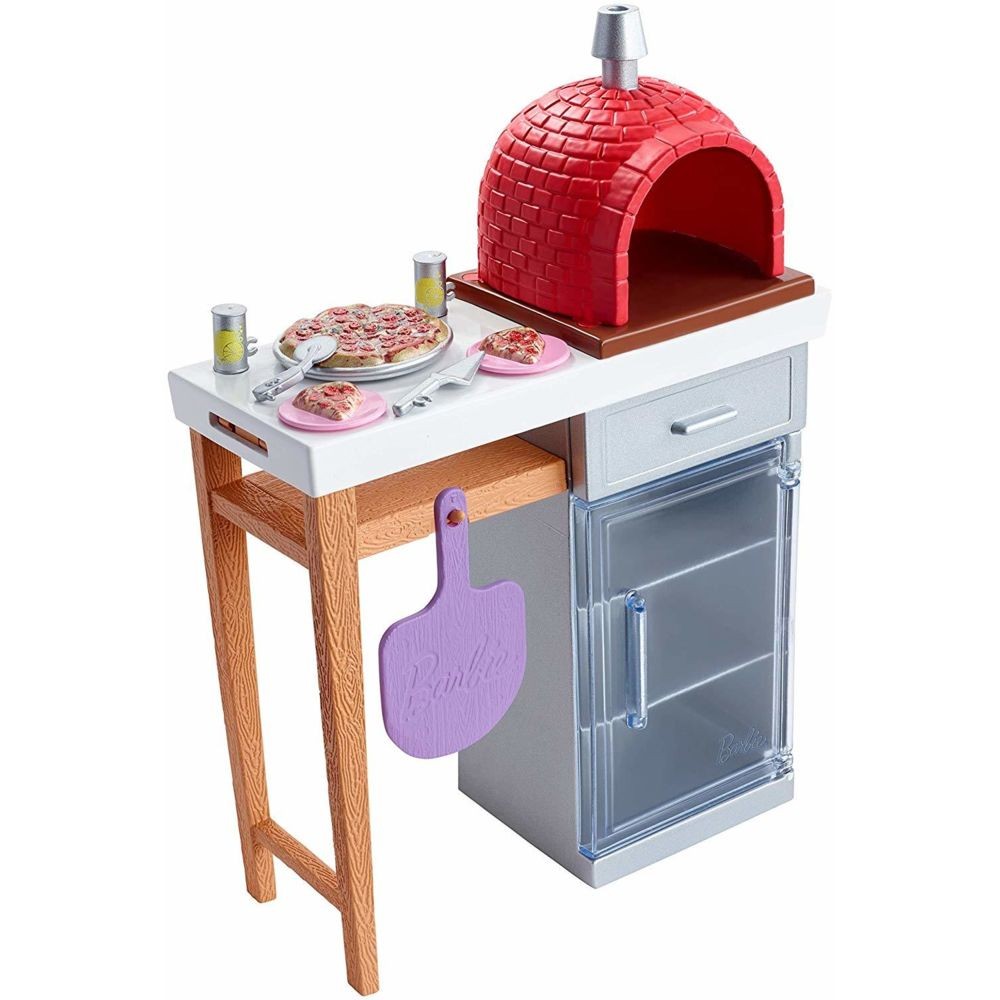 plus de 30 accessoires et 6 zones de jeux dont cuisine et four /à pizza jouet pour enfant HBB91 Barbie Mobilier coffret Restaurant avec une poup/ée incluse