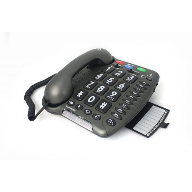 Geemarc - Téléphone Amplifié pour senior et malentendant- AmpliPower 40 - Geemarc (+40dB)- Noir Geemarc  - Telephone fixe malentendant