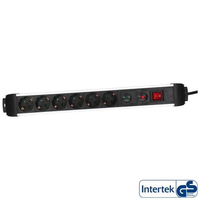 Inline - Power Strip InLine® 6 ports avec protection 6x Type F allemand avec interrupteur argent 1.5m Inline  - Blocs multiprises