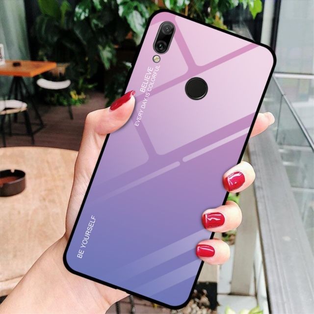 marque generique - Coque en TPU verre hybride dégradé rose-mauve pour votre Huawei Y7 (2019) marque generique - Coque iphone 5, 5S Accessoires et consommables