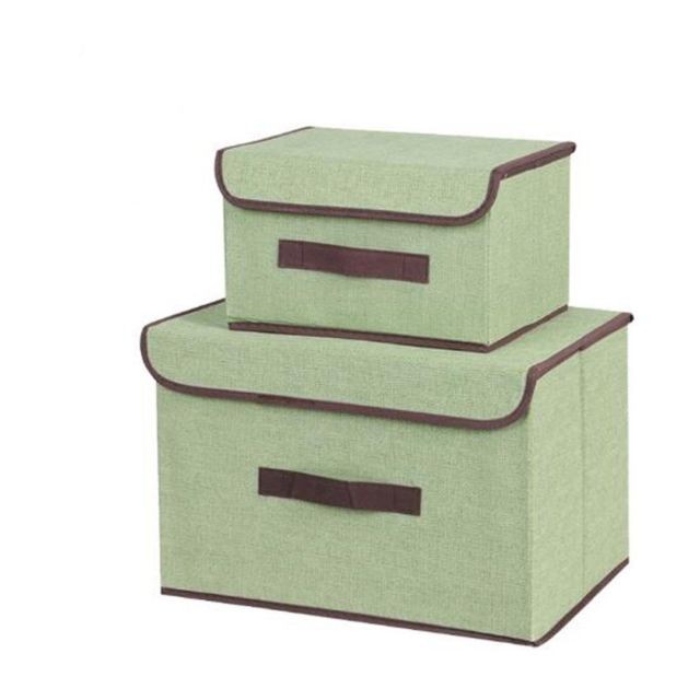 Wewoo - 2 en 1 coton tissu Cube Boîte de rangement broderie panier à linge placard vitrine titulaire jouets organisateur vert Wewoo  - Boite rangement linge