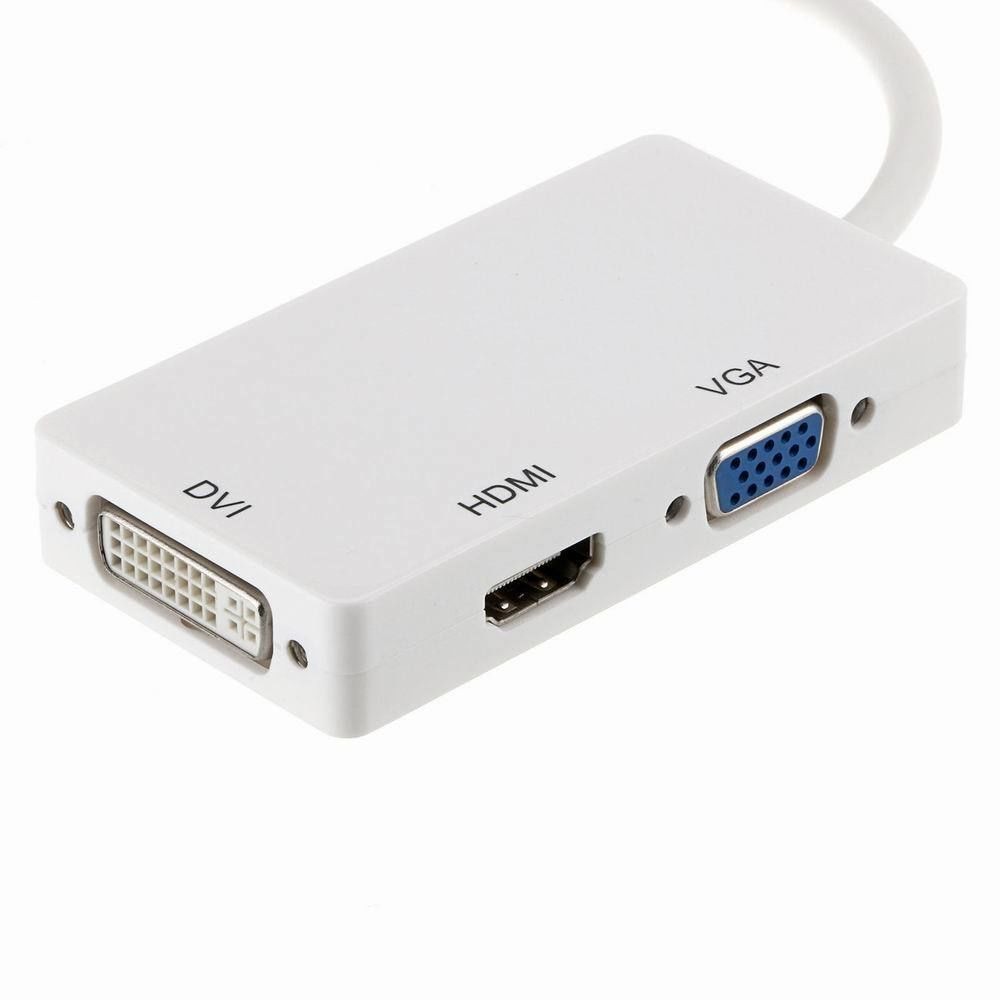 QICENT Mini Displayport HDMI VGA DVI Cable ADaptateur 3 en 1 Multi-fonction Plaqué or Male à Femelle pour Mac Pro，Mac mini，MacBook Air à HDTV,Moniteur 