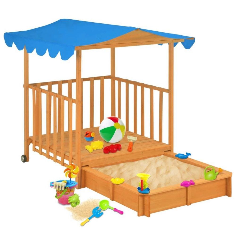Vidaxl vidaXL Maison de jeu pour enfants avec bac à sable Bois Bleu UV50